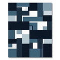 Modern Navy Blue Geometric Block Composition Rug