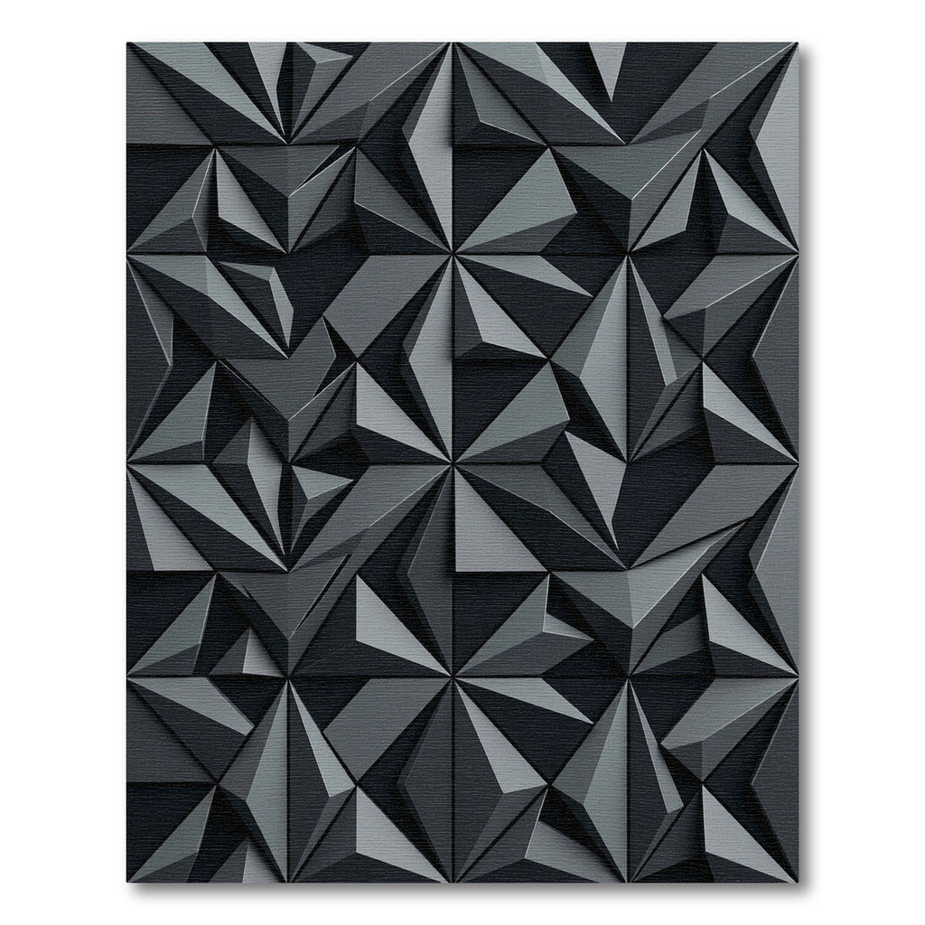 Charcoal Gray Geometric Facet Rug