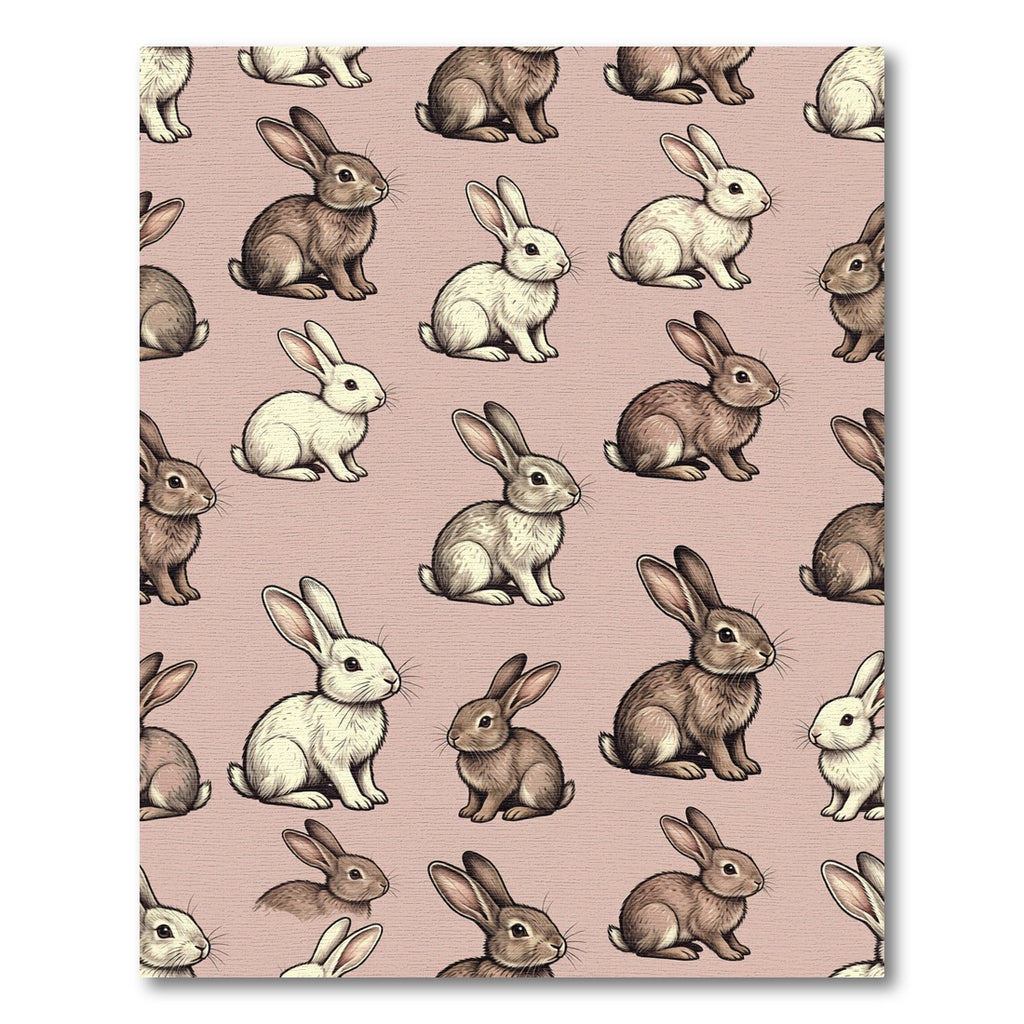 Whimsical Taupe Bunny Rabbit Meadow Rug