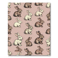 Whimsical Taupe Bunny Rabbit Meadow Rug