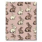 Whimsical Taupe Bunny Rabbit Meadow Rug