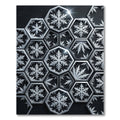 Monochromatic Hexagonal Frozen Snowflake Art Rug