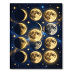 Golden Celestial Moon Phase Galaxy Rug