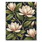 Elegant Magnolia Botanical Cream Dark Floral Rug