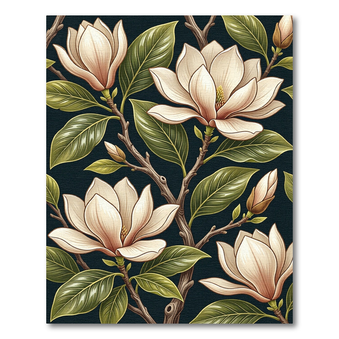 Elegant Magnolia Botanical Cream Dark Floral Rug