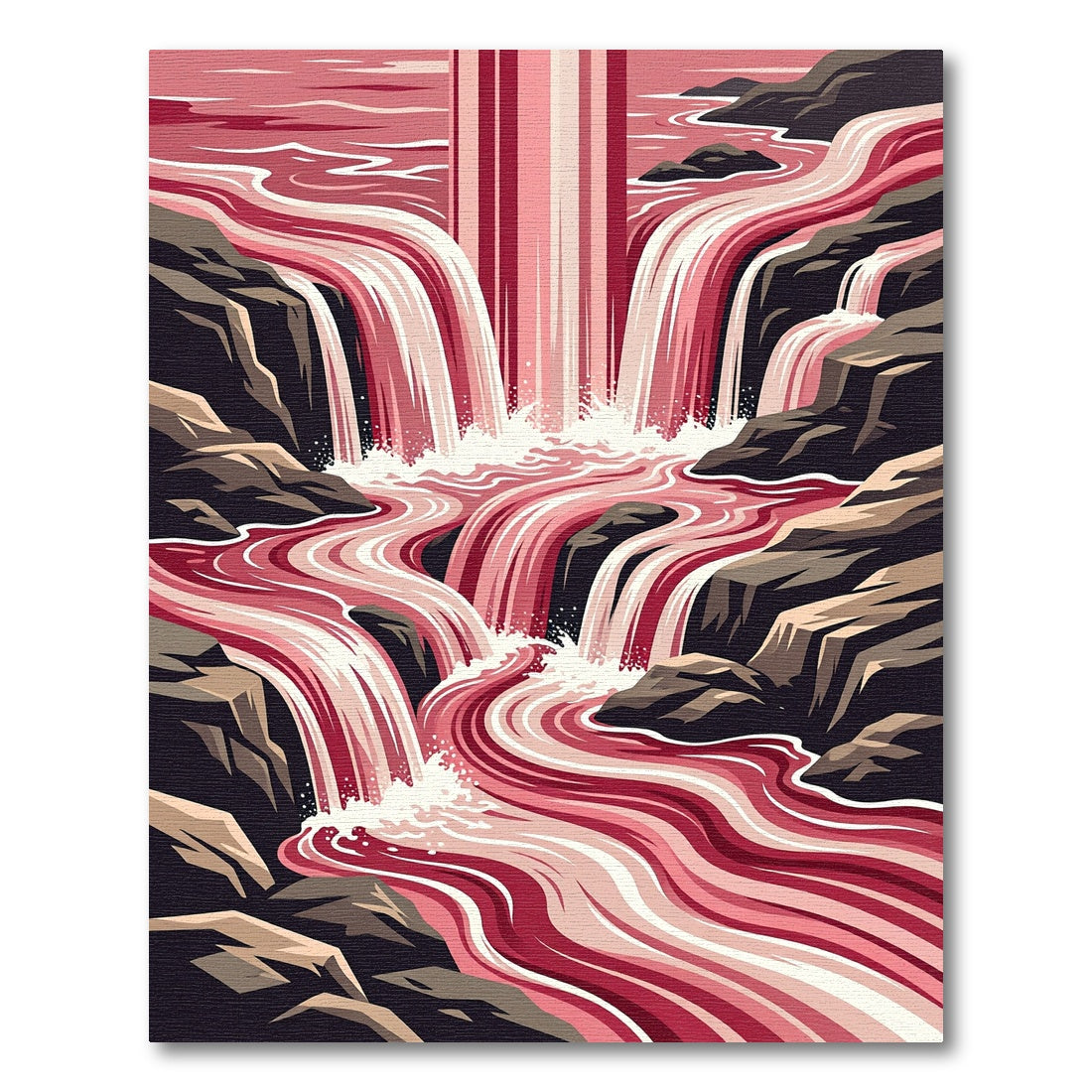 Deep Crimson Cascading River Rug