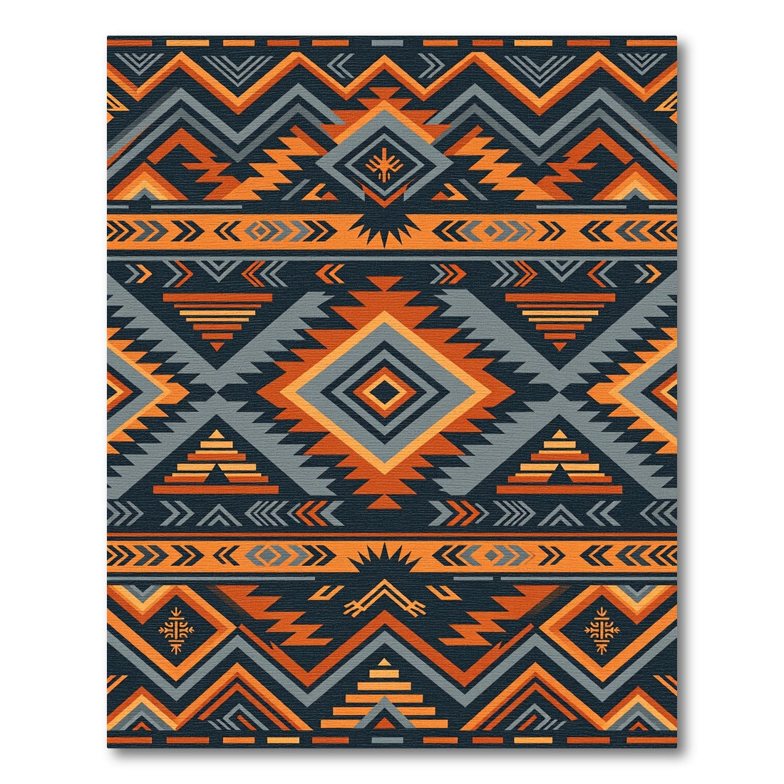 Orange Gray Tribal Geometric Aztec Rug