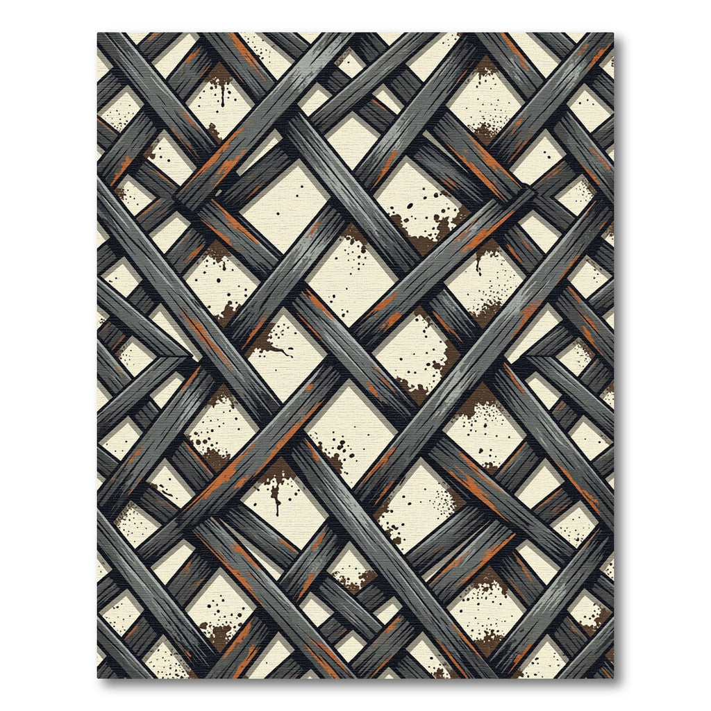 Industrial Graphite Grid with Rust Accents Rug