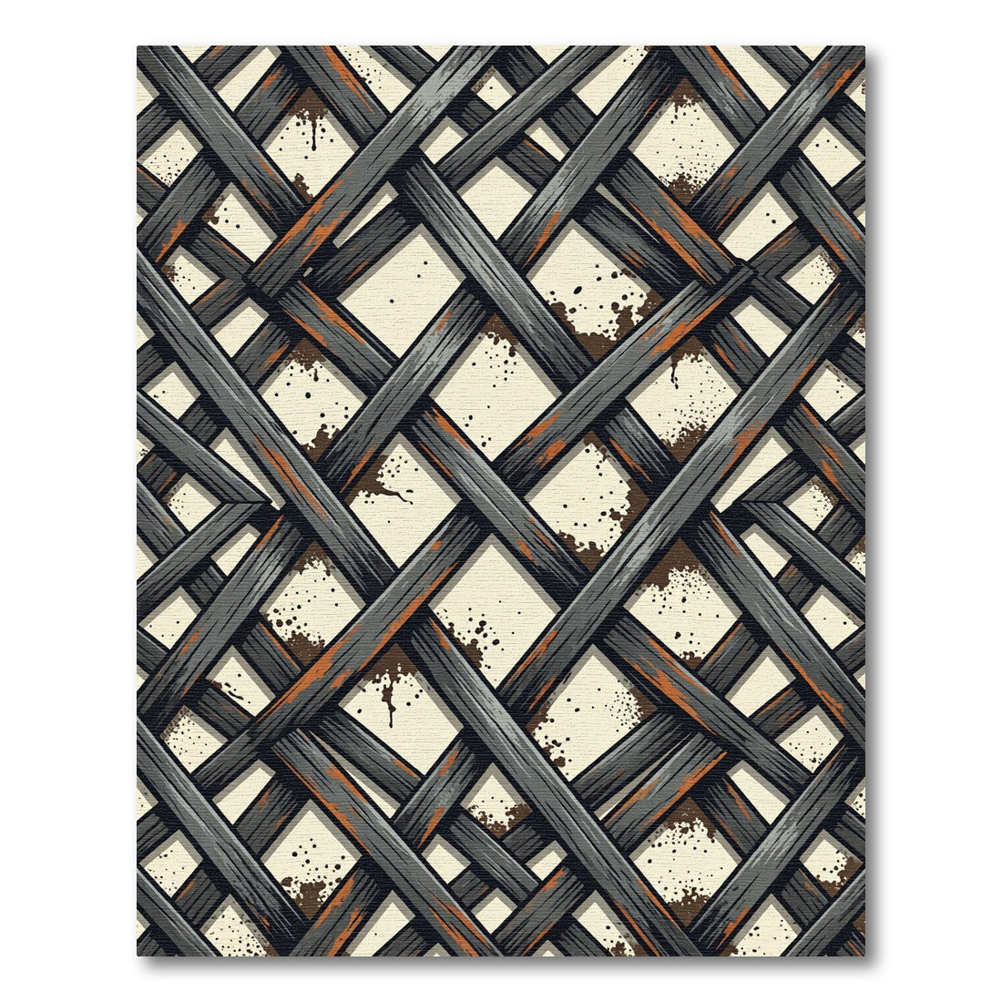 Industrial Graphite Grid with Rust Accents Rug
