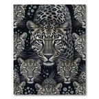 Leopard Face Collage Black Gray Accent Rug