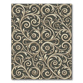 Ornate Gold Swirl Foliage on Gray Rug