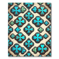 Aged Teal Quatrefoil Clover Medallion Rug