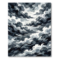 Dramatic Black White Ink Waves Rug