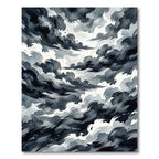 Dramatic Black White Ink Waves Rug