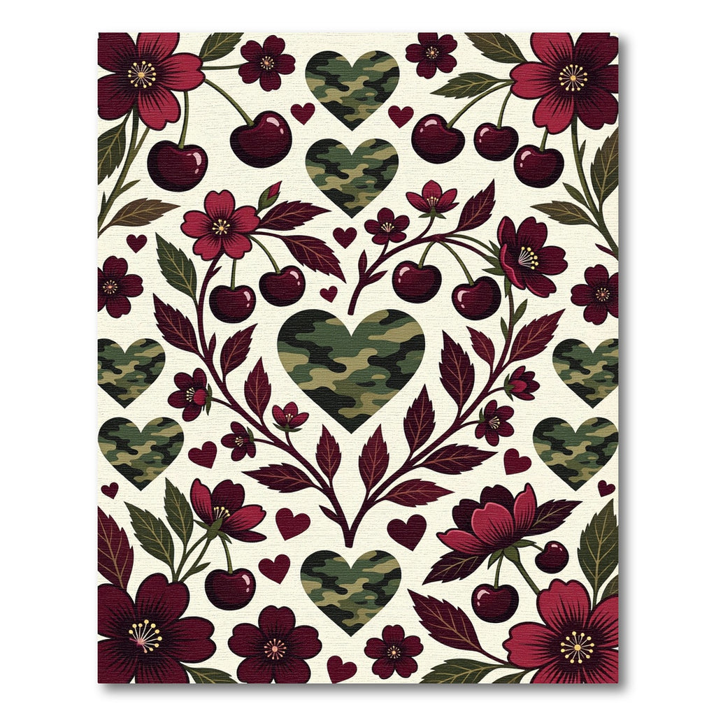 Camouflage Heart Cherry Blossom Rug