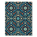 Midnight Floral Star Tile Tapestry Rug