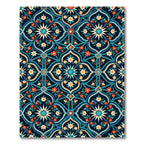 Midnight Floral Star Tile Tapestry Rug