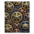 Industrial Golden Steampunk Linked Gears Rug