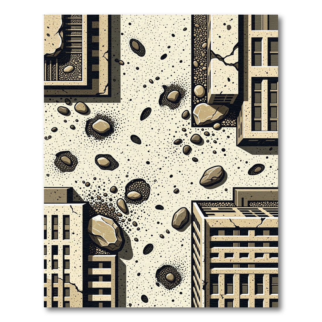 Urban Debris Texture Abstract Rug