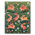 Whimsical Coral Rabbit Meadow Flora Rug