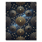 Golden Celestial Star Constellation Mandala Rug
