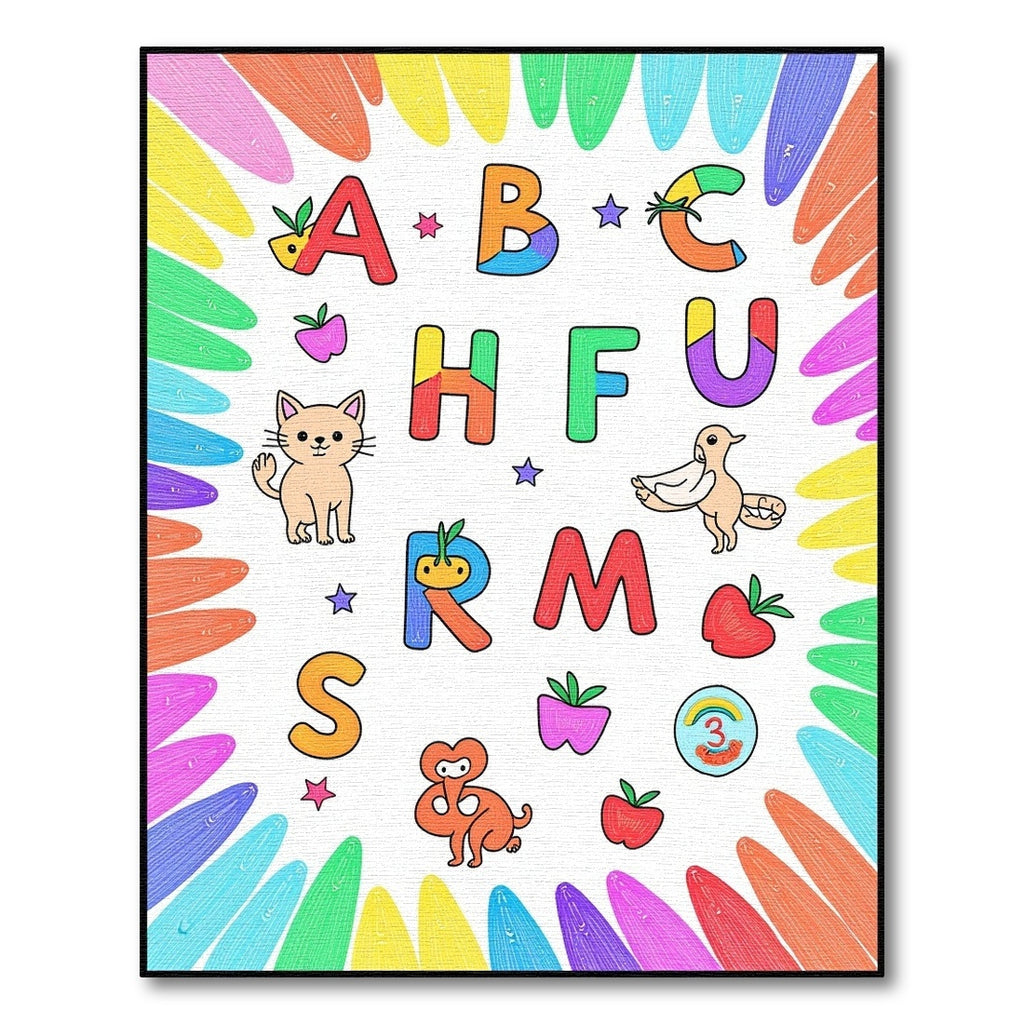 Alphabet Animals Colorful Letter Play Rug