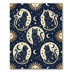 Celestial Mystic Black Cat Starry Sky Rug