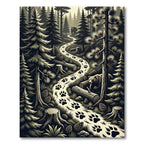 Earthy Forest Bear Trail Woodland Rug