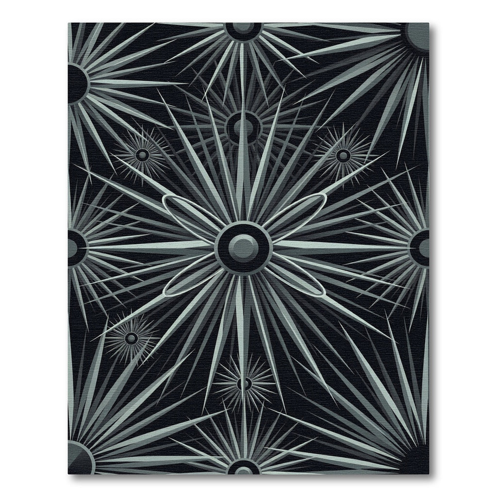 Gray Sunburst Geometric Explosion Rug