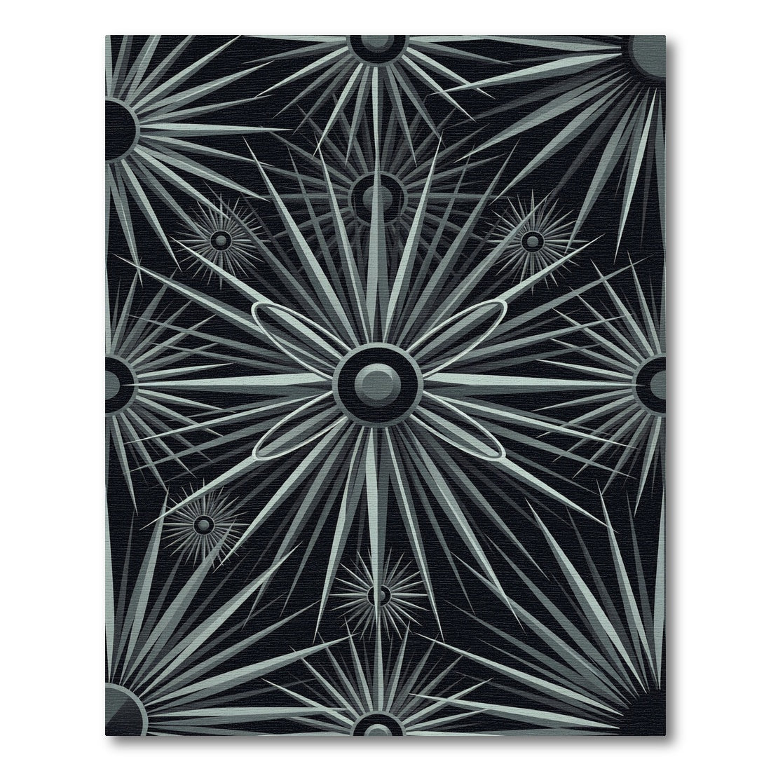 Gray Sunburst Geometric Explosion Rug