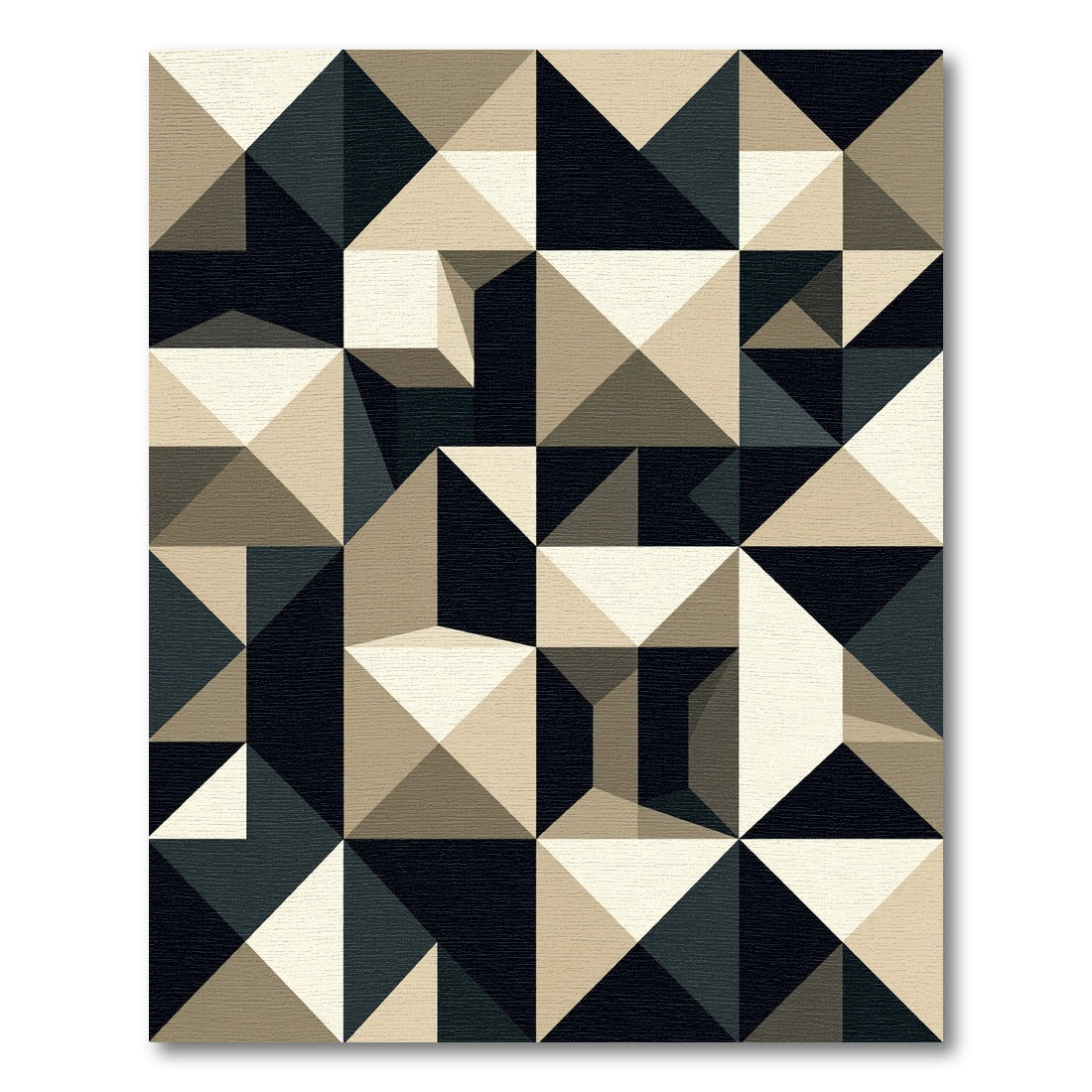 Modern Monochrome Geometric Triangle Block Rug