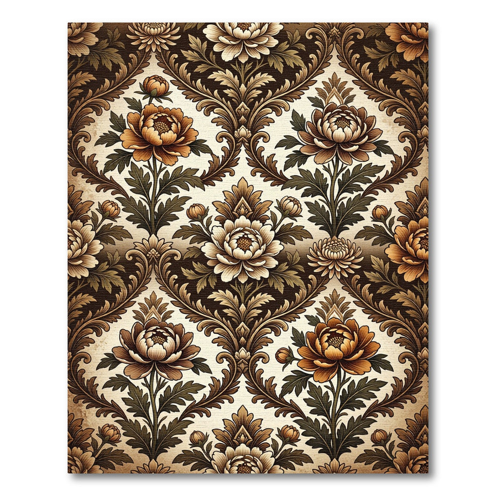 Vintage Floral Damask Earthy Bronze Rug