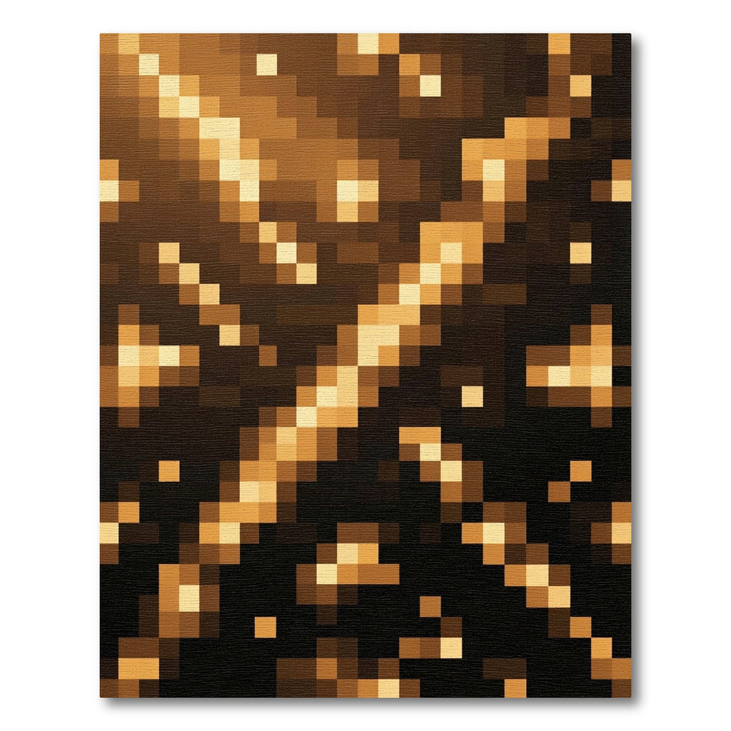 Golden Brown Pixelated Abstract Streaks Rug