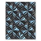 Sophisticated Blue and Charcoal Art Deco Lattice Rug