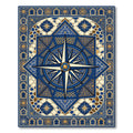 Navy Blue Celestial Compass Geometric Rug