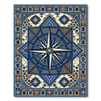 Navy Blue Celestial Compass Geometric Rug