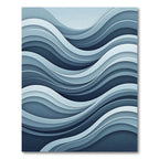 Modern Navy and Slate Abstract Wave Rug