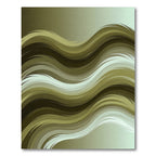 Modern Olive Green Abstract Wavy Rug