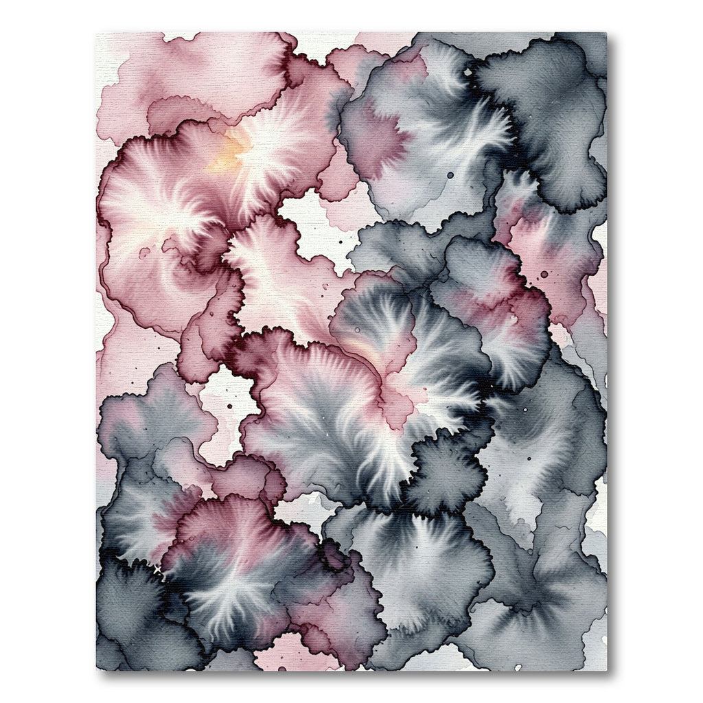 Crimson Gray Ink Wash Bloom Rug