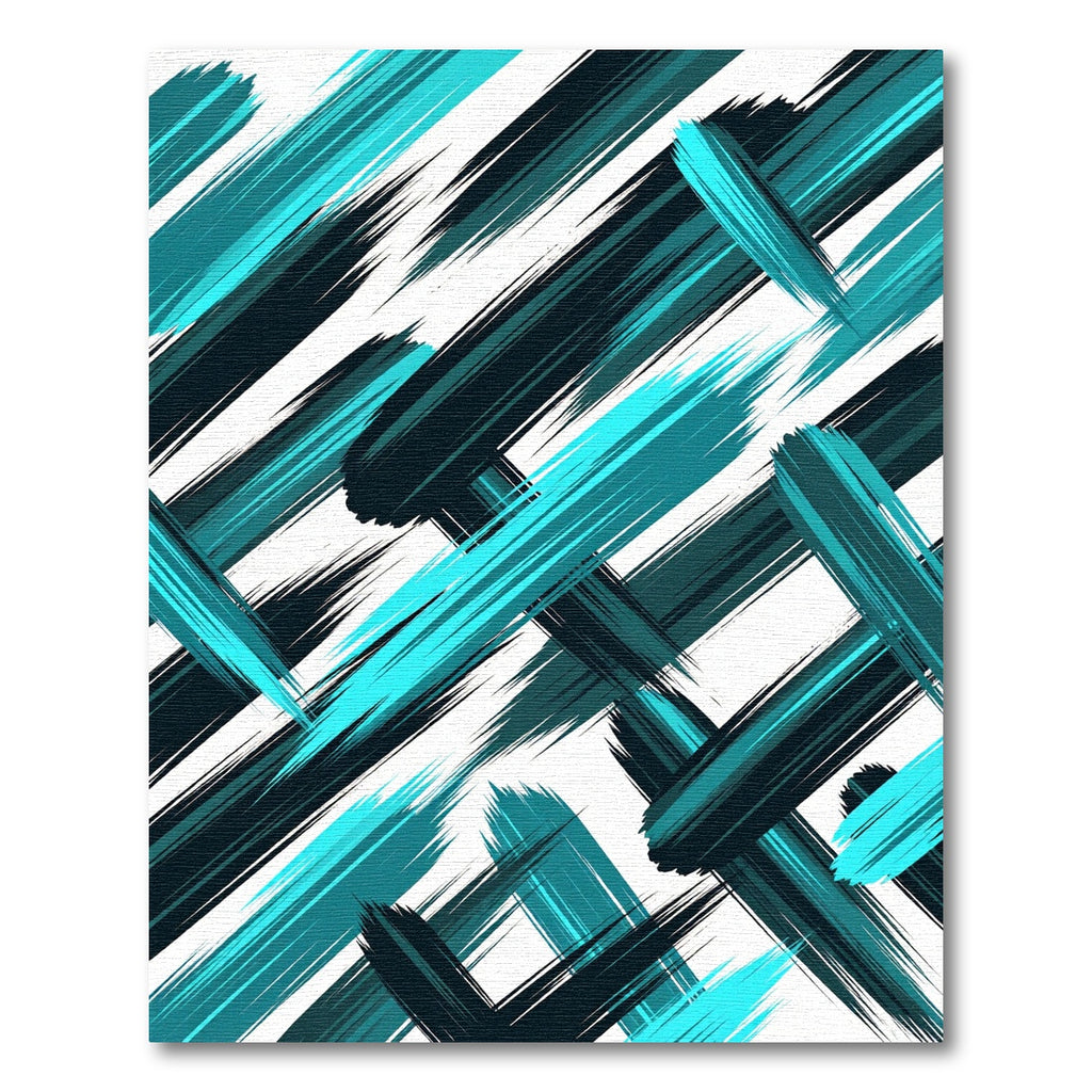Turquoise Teal Abstract Brush Strokes Rug