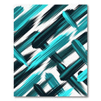 Turquoise Teal Abstract Brush Strokes Rug