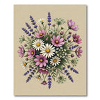 Wildflower Meadow Lavender and Daisy Bouquet Rug