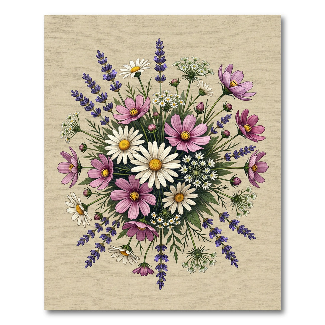 Wildflower Meadow Lavender and Daisy Bouquet Rug