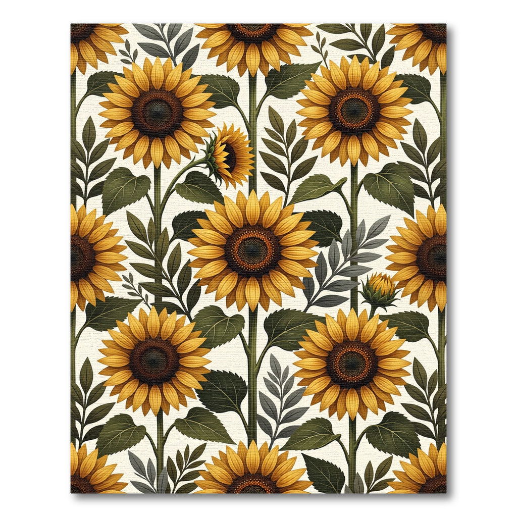 Golden Sunflower Botanical Floral Field Rug