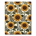 Golden Sunflower Botanical Floral Field Rug