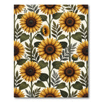 Golden Sunflower Botanical Floral Field Rug