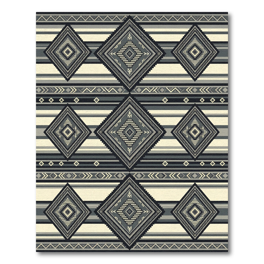 Monochromatic Geometric Diamond Striped Tapestry Rug