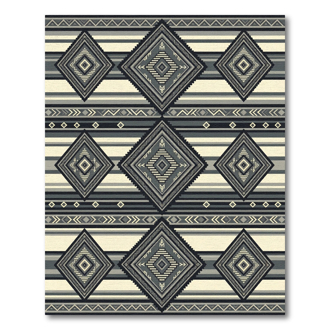 Monochromatic Geometric Diamond Striped Tapestry Rug