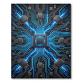 Glowing Cybernetic Fusion Tech Circuit Rug