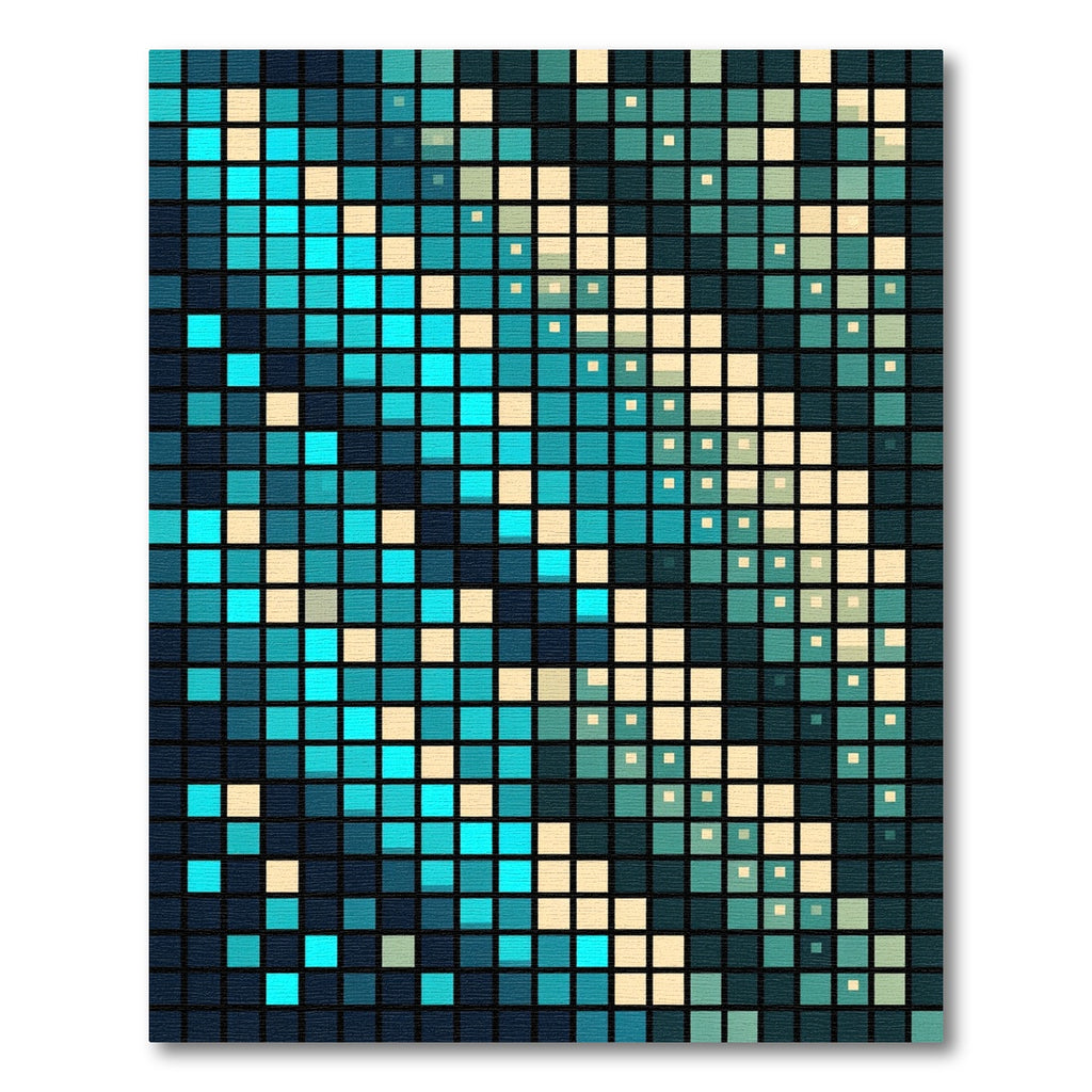 Aqua Emerald Square Mosaic Rug